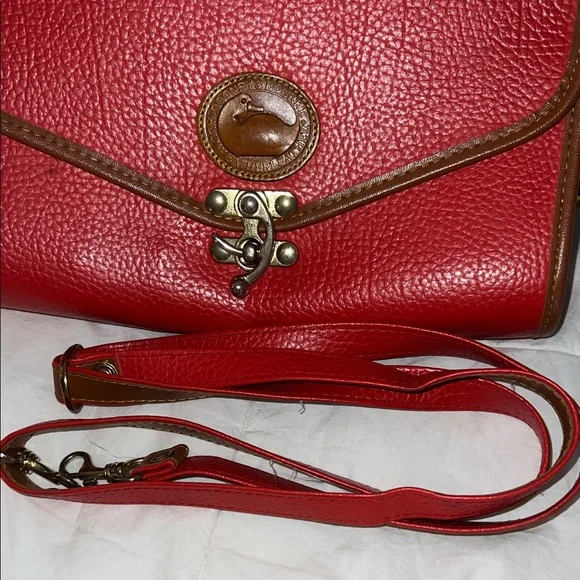 Dooney & Bourke Red and Tan Crossbody Bag - Picture 12 of 14